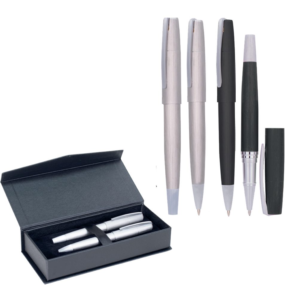 Roller ve Tükenmez Kalem Seti - Gümüş