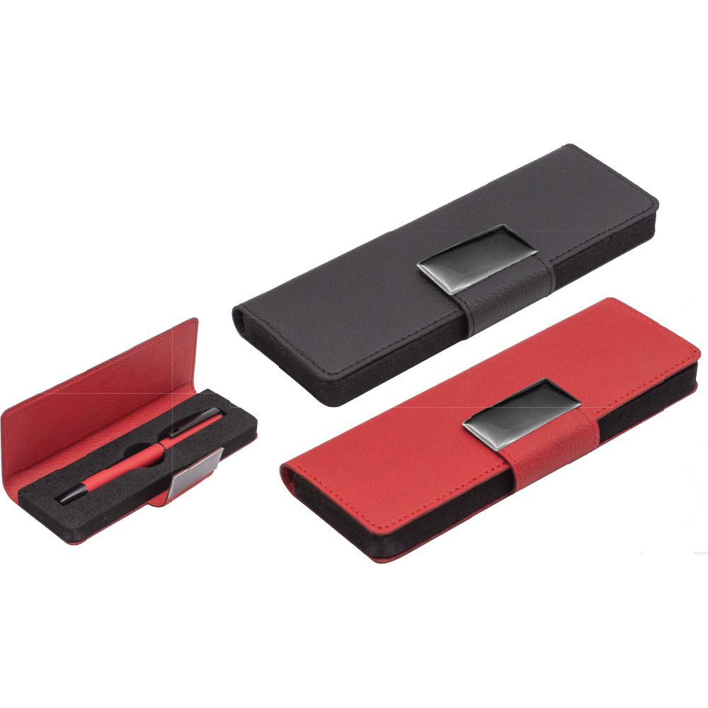 Tekli Deri Kalem Kutusu - Kırmızı