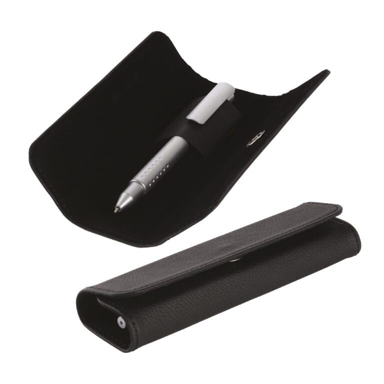 Suni Deri Tekli Kalem Kutusu - Siyah