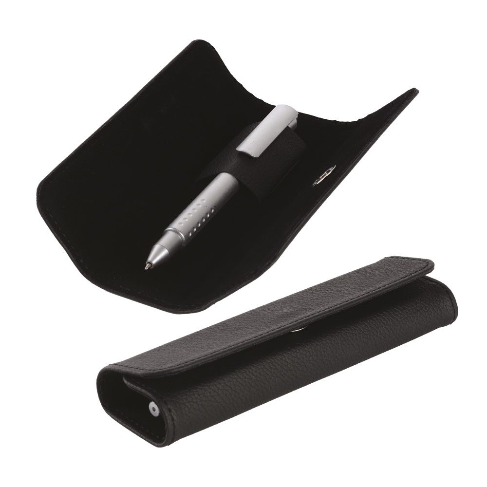 Suni Deri Tekli Kalem Kutusu - Siyah