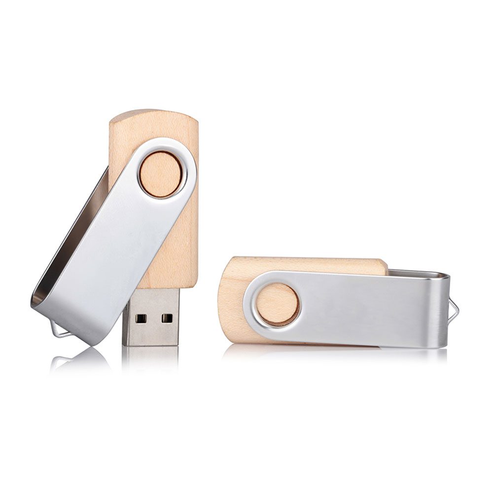 16 GB Ahşap Döner Kapaklı USB Bellek - Ahşap / 16 GB