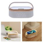 5’i 1 Arada Bluetooth Hoparlör, Kablosuz Şarj, Saat, Telefon Standı, Masa Lambası - Bambu