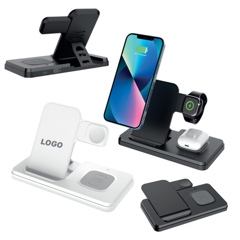 4'ü 1 Arada Kablosuz Şarj Standı - Siyah