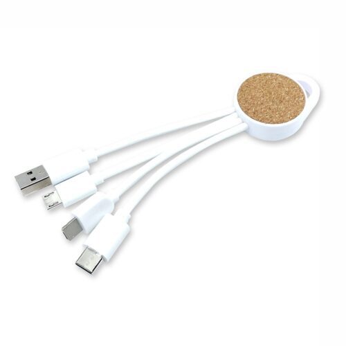 3'lü Mantar Şarj Kablosu - Beyaz